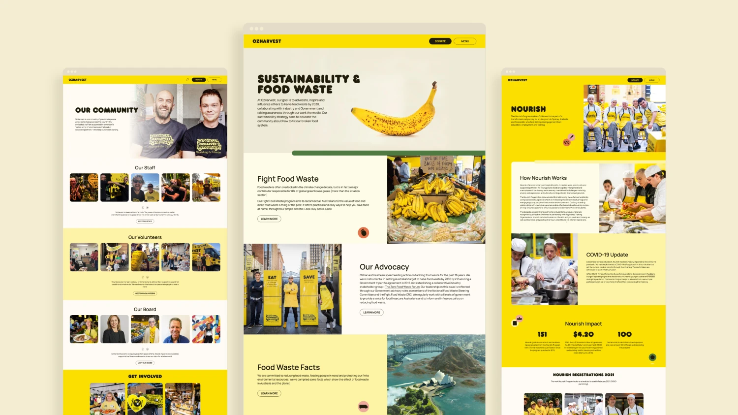 Example detail of a UI page design for Ozharvest, for Paper Moose, with Divya Abe, 2021