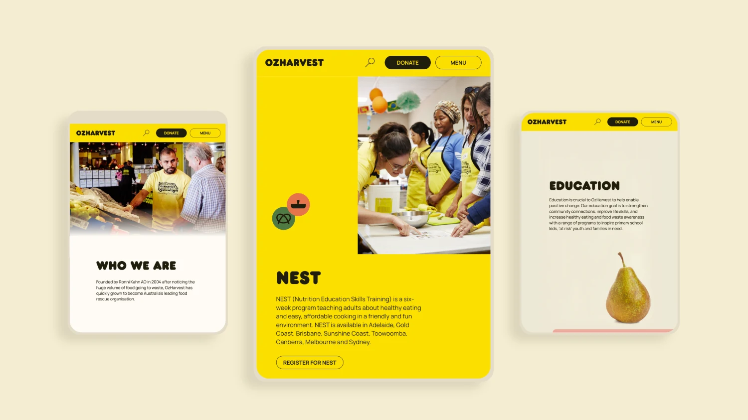 Ozharvest web pages examples from Paper Moose