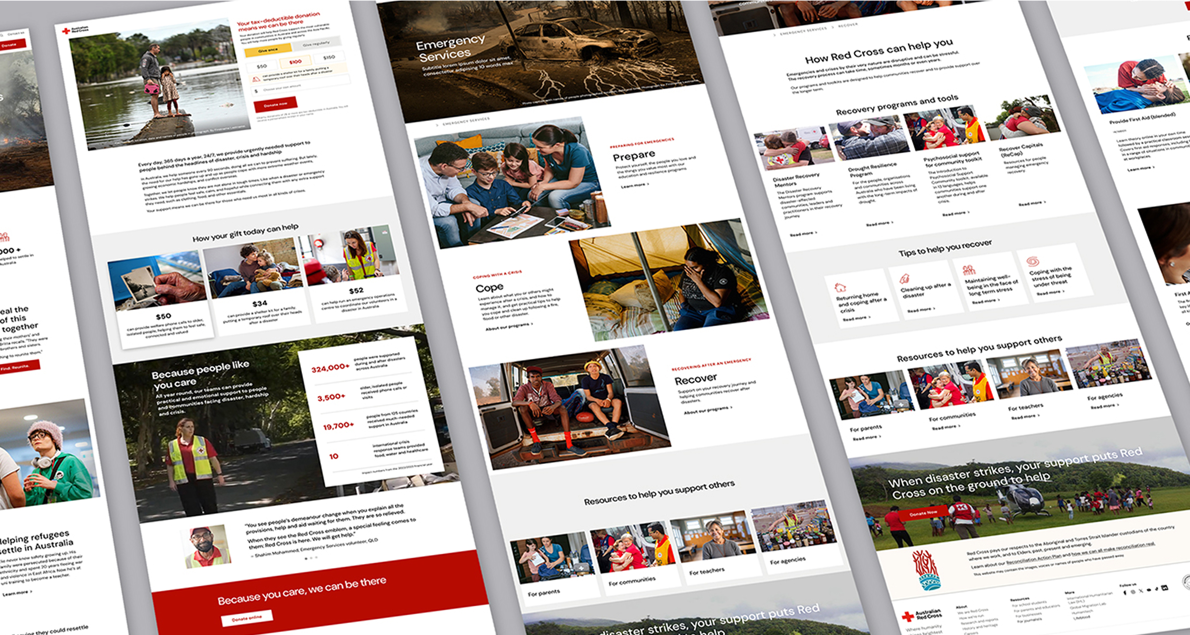 Australian Red Cross website update page design examples