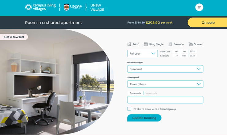 Example Room Booking design for CLV
