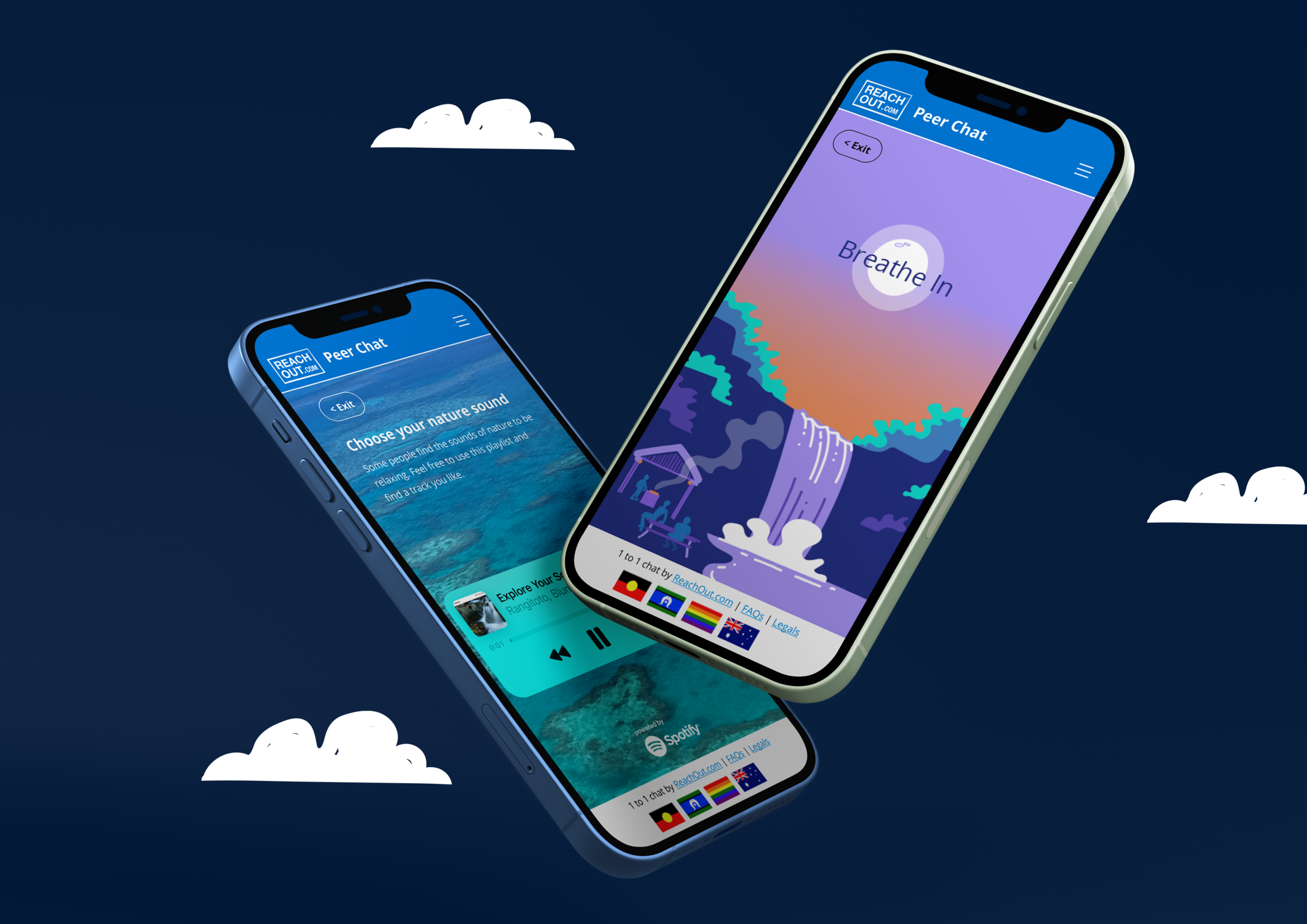 The ReachOut PeerChat design augments chat functions with user needs based interventions that prevent anxiety and help calm down