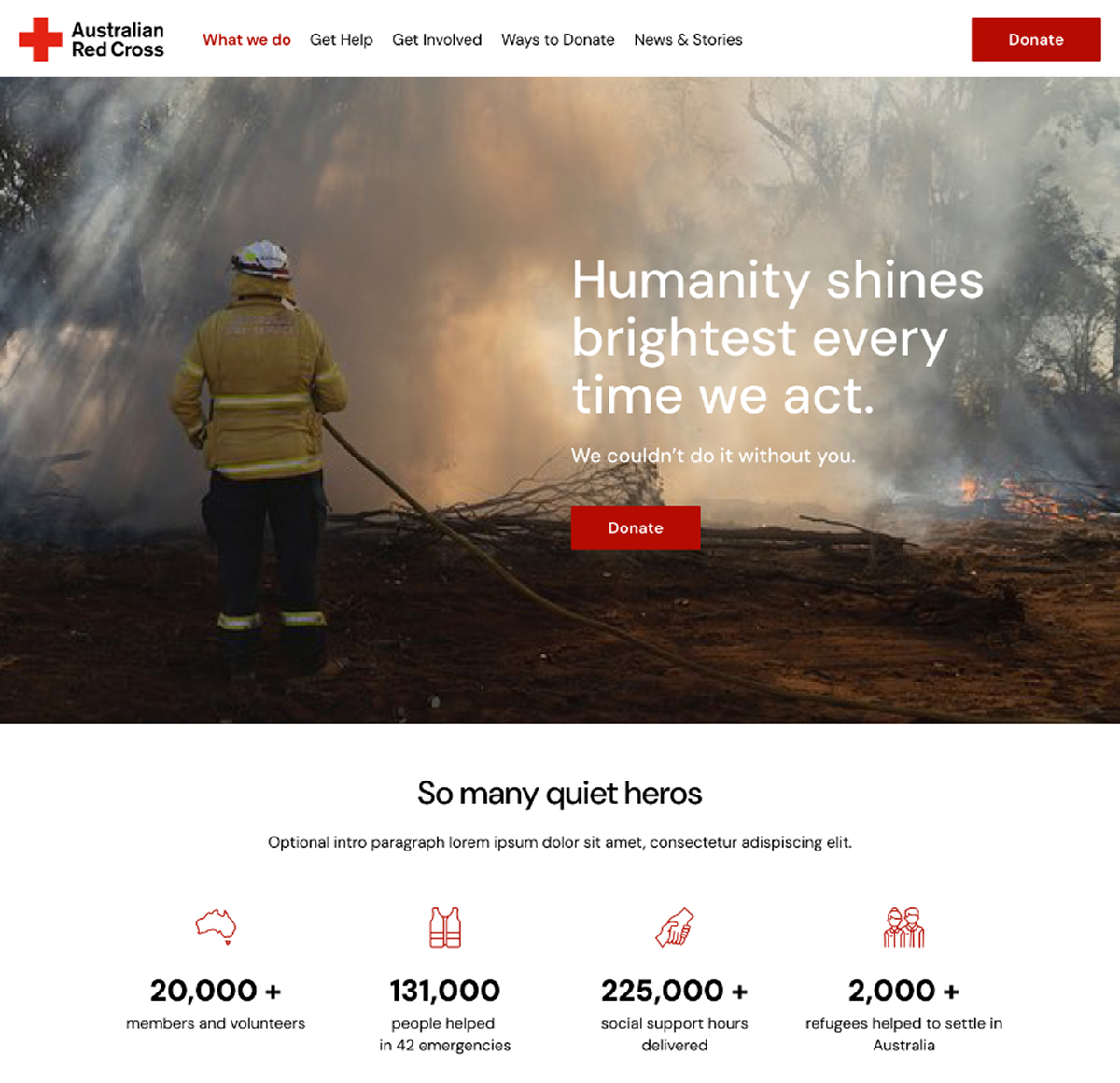 Australian Red Cross website update - original home page design